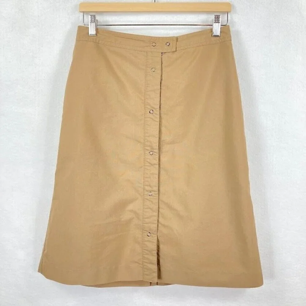 Gap Front Button Lightweight Skirt Cotton Minimalist Classic Prep Neutral 6